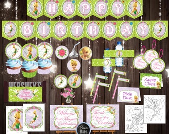 Tinkerbell Birthday Party Supplies, Tinkerbell Birthday Party Decorations, Birthday Kids Instant Download Party Decorations