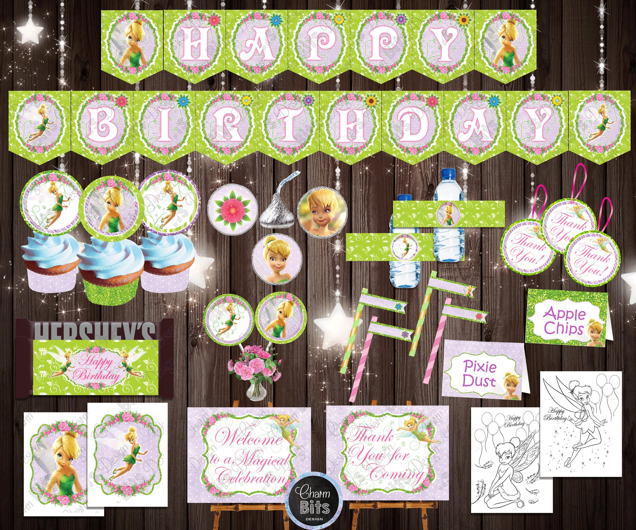Tinkerbell Birthday Party Supplies Tinkerbell Birthday Party Etsy