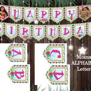 Moana Birthday decorations, Birthday Party Package, Party Supplies, Moana ALPHABET, Centerpieces, Favor Tags, Food Decor, Instant Download image 2