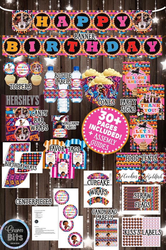Pink Coco Birthday Decorations, Girl 1st Birthday Coco Party, Printable Coco Party Supplies, Pink Coco Banner, Girl Coco 1st Birthday Il_570xn
