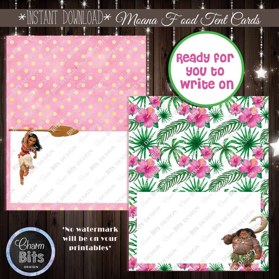 Moana Food Labels DIY Printable, Moana Food Tents, Moana Cards, Moana Party Decor, Moana Place Cards, Moana Buffet Cards, Moana Printables Il_570xn