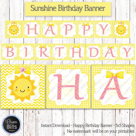Girl Sunshine Birthday Banner Sunshine First Birthday Sunshine