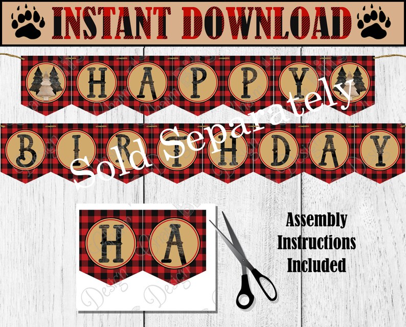 LUMBERJACK CUPCAKE TOPPERS Instant Download 1st Birthday Lumberjack Red ...