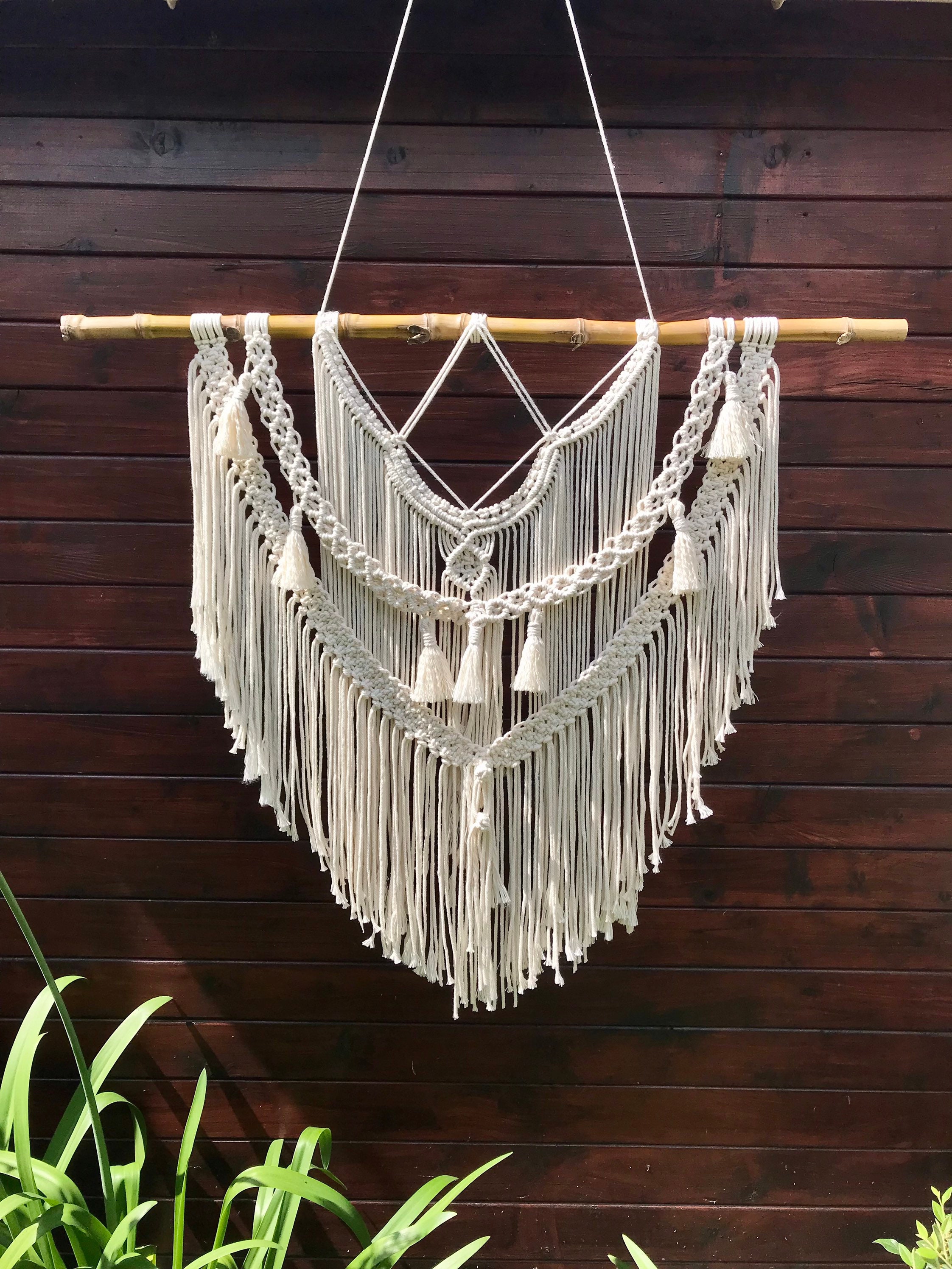 Macramé Mural Xl sur Tige de Bambou