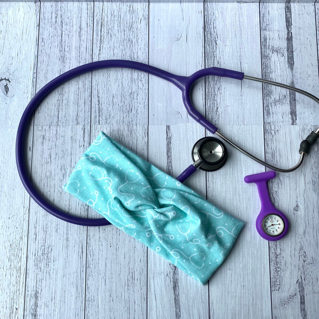 Teal Stethoscope Stretch Headband Twist Turban Vet Vet Etsy
