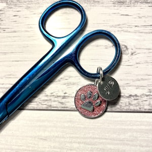 Set of 3 Personalised Round Paw Print Instrument Charm, Accessory, Glitter, Vet, Vet Nurse, Vet Tech, Doctor, Nurse, Tag, ID
