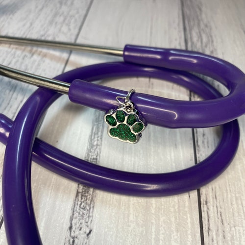Paw Print Stethoscope Charm Accessory Glitter Vet Vet Etsy