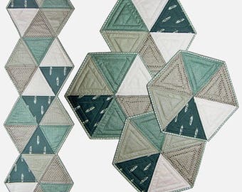 Diseños para compartir contigo - Triángulos - patrón de colcha - manteles individuales - camino de mesa - DSY229