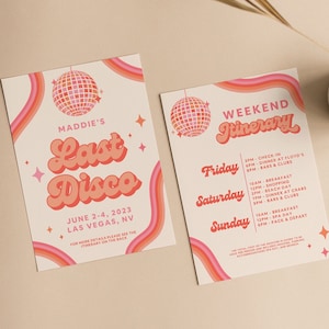 Last Disco Bachelorette Party Template Invitation and Itinerary Disco Themed Bachelorette Last Disco Invitation Disco Bachelorette Decor