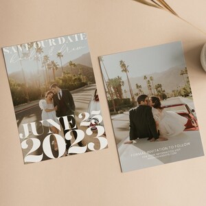 Modern Minimalist Save The Date Template, Save The Date Card Wedding Engagement, Save Our Date, Editable Custom Template with Photos Elegant