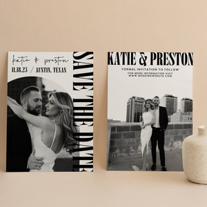 Modern Minimalist Save The Date Template, Save The Date Card Wedding Engagement, Save Our Date, Editable Custom Template with Photos Elegant