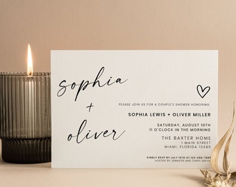 Minimal Bridal Shower Invitation Template Modern Couples Shower Invitation Luxury Bridal Shower Elegant Couples Bridal Shower Invitation