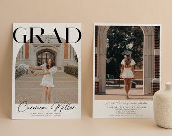 2024 Graduation Template Announcement Invitation Card Custom Class of 2024 Evite Photo Card Graduate High School College Grad Party