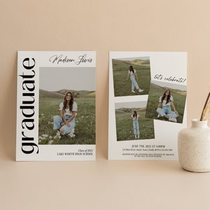 Graduation 2024 Template Announcement Invitation Card Custom Class of 2023 Evite Photo Card Graduate High School College Grad Party