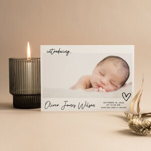 Birth Announcement Card Newborn Baby Photo, Editable Canva Template, Minimalist, Welcome Baby, 100% Custom Digital Card, New Baby, Baby Card
