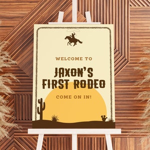 First Rodeo Welcome Sign TEMPLATE First Birthday Second Rodeo Third Rodeo Birthday Party Sign Decor Western Birthday Theme, Kids Birthday