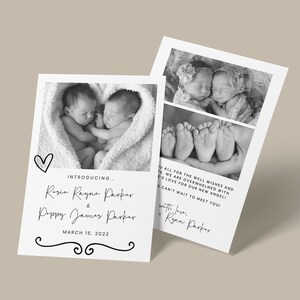 Birth Announcement Card Newborn Baby Photo, Editable Canva Template, Minimalist, Welcome Baby, 100% Custom Digital Card, New Baby, Baby Card
