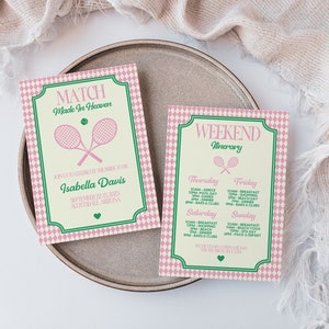 Tennis Match Made In Heaven Bachelorette Party Downloadable Invitation TEMPLATE She Found Her Perfect Match Bachelorette Invite Itinerary