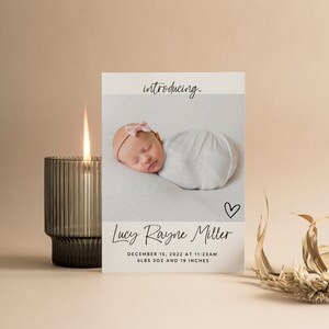 Birth Announcement Card Newborn Baby Photo, Editable Canva Template, Minimalist, Welcome Baby, 100% Custom Digital Card, New Baby, Baby Card
