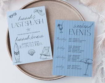 Last Splash Bachelorette Party Downloadable Invitation TEMPLATE Bach Weekend Trip Beach Bachelorette Last Splash Beach Party Bach Itinerary