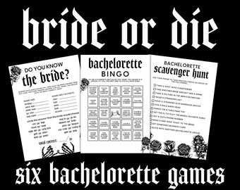 Bride or Die Bachelorette Games, Till Death Do Us Party Bachelorette, Skull Bachelorette, Scavenger Hunt, Drink If, Bachelorette Bingo Games