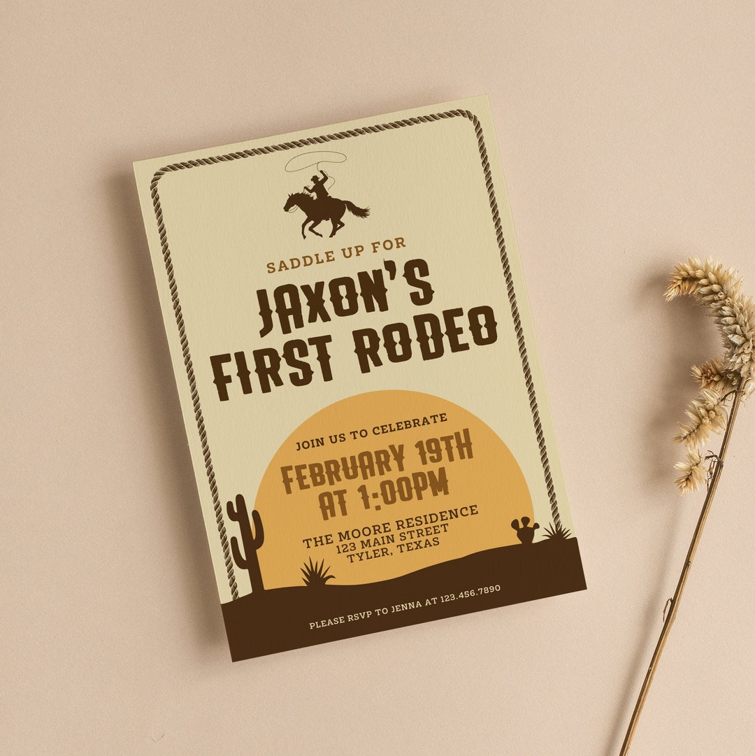 First Rodeo TEMPLATE Birthday Invitation Downloadable Howdy Canva Rowdy First Rodeo TEMPLATE Birthday Invitation Downloadable Howdy Canva Rowdy