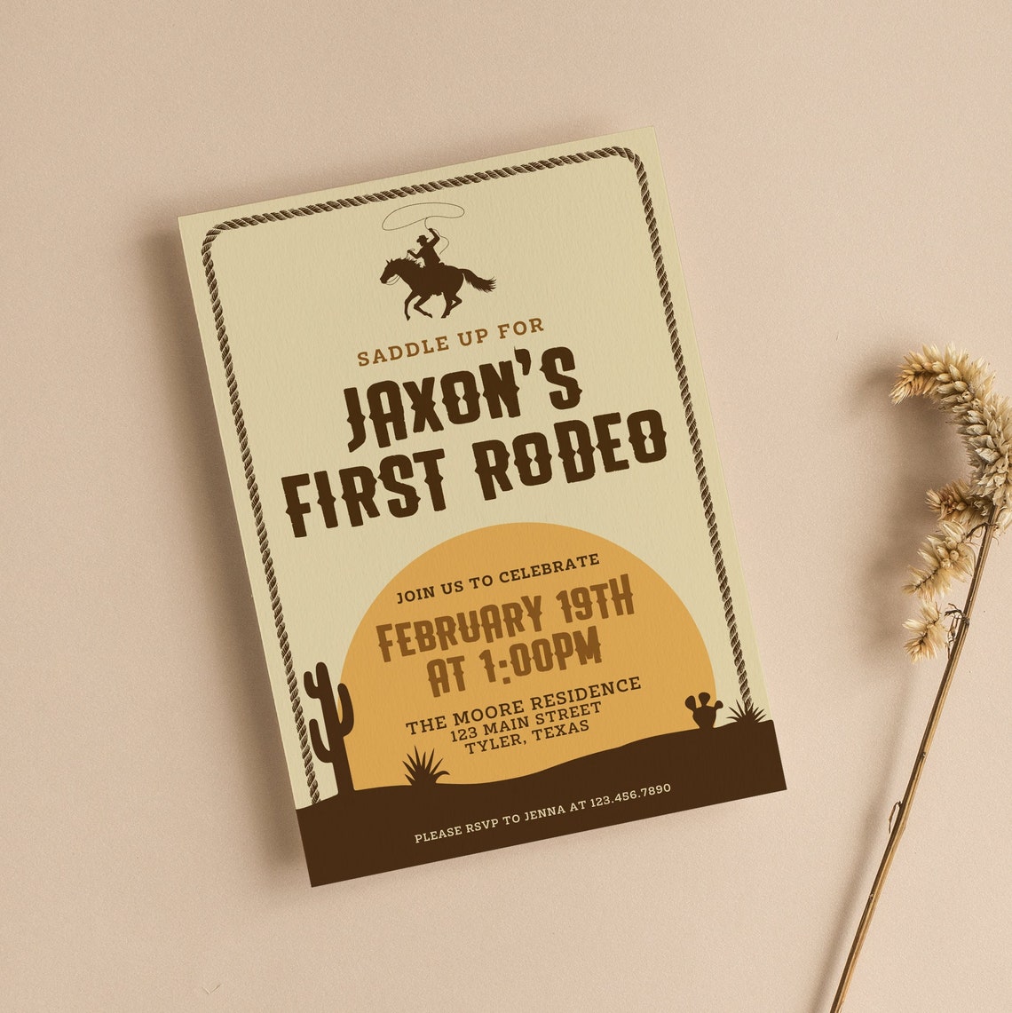 Rowdy Rodeo Sign First Rodeo TEMPLATE Birthday Invitation Downloadable Howdy Canva Rowdy ...