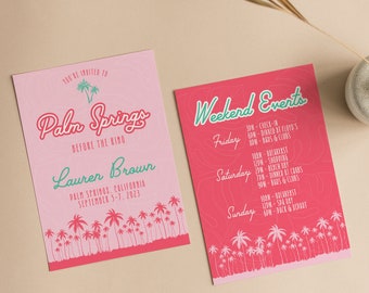 Palm Springs Bachelorette Invitation Itinerary Downloadable CANVA TEMPLATE Bachelorette Party Palm Springs Trip Bachelorette Weekend Girly