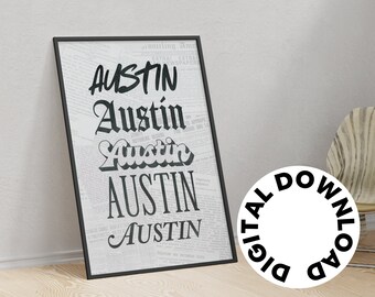 Austin Texas Art Print Wall Decor Digital Download Design ATX Dorm Art Apartment Art Home Art Housewarming Gift Apartment Gift Office Decor