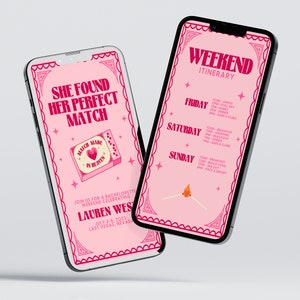 Perfect Match Bachelorette Party Downloadable MOBILE Invitation She Found Her Perfect Match Bachelorette Match Made In Heaven Bachelorette