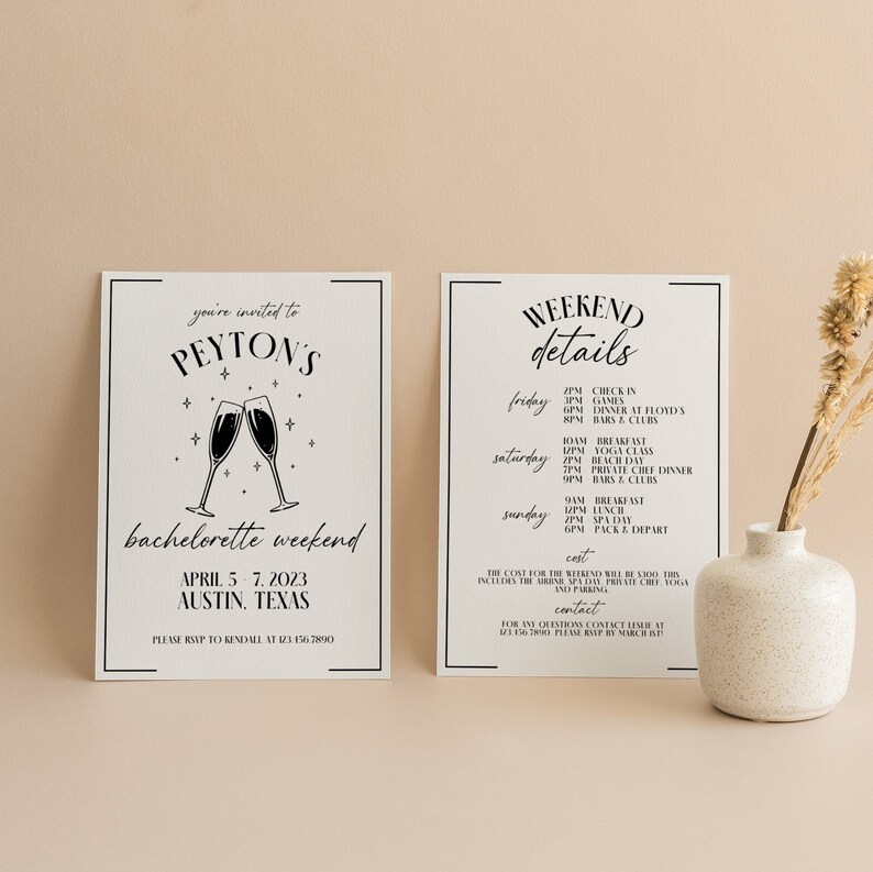 Bachelorette Party Downloadable Invitation Canva Template Bach Etsy