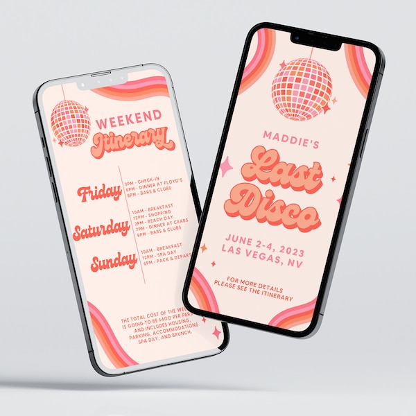 MOBILE Last Disco Bachelorette Party Template Last Disco Invitation Itinerary Disco Bachelorette Party Decor Disco Invitations Disco Cowgirl