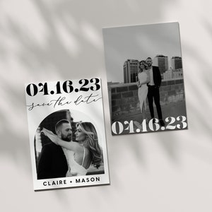Modern Minimalist Save The Date Template, Save The Date Card Wedding Engagement, Save Our Date, Editable Custom Template with Photos Elegant
