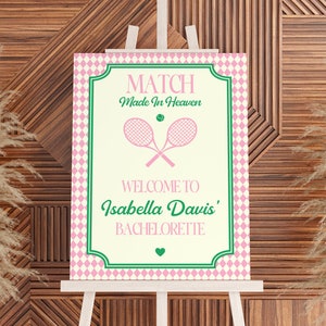 Tennis Match Made In Heaven Welcome Sign Bachelorette Party Downloadable TEMPLATE Perfect Match Classy Bachelorette Invite Itinerary