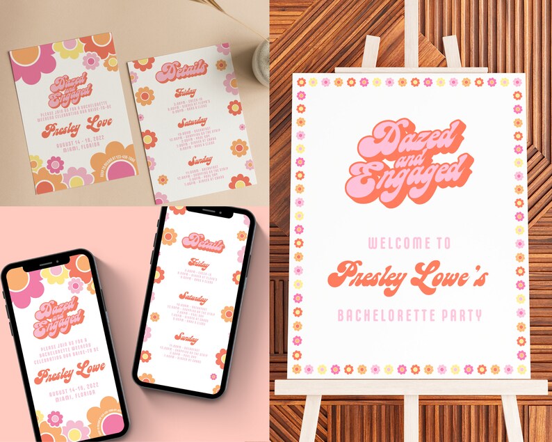 Dazed and Engaged BUNDLE Bachelorette Party Templates Invitation ...