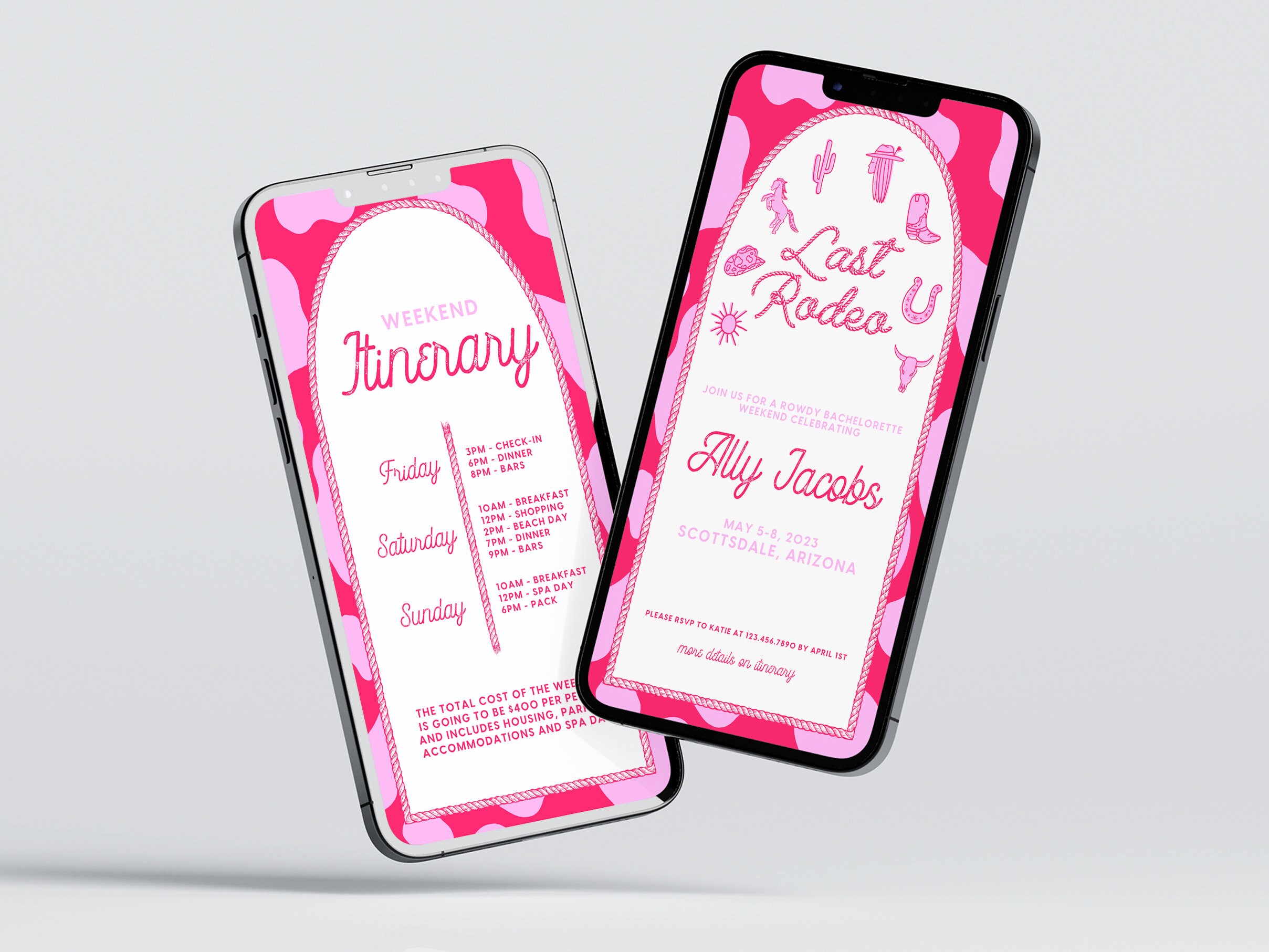 MOBILE Editable Last Rodeo Bachelorette Party Template Invitation Itinerary Western Themed Bach Download Invite Rowdy Design
