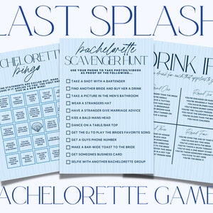 Last Splash GAMES Bachelorette Party Downloadable TEMPLATE Bach Weekend Trip Beach Bachelorette Last Splash Beach Party Bachelorette Games