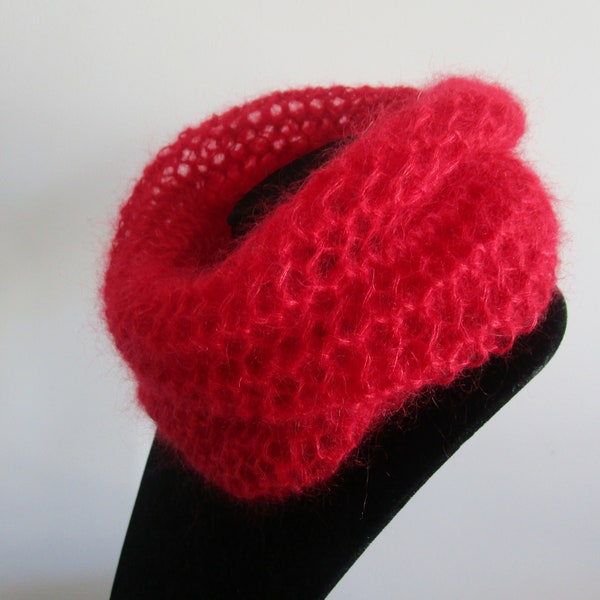 NOUVELLE COLLECTION  Echarpe/snood femme, mohair et soie, couleur rouge