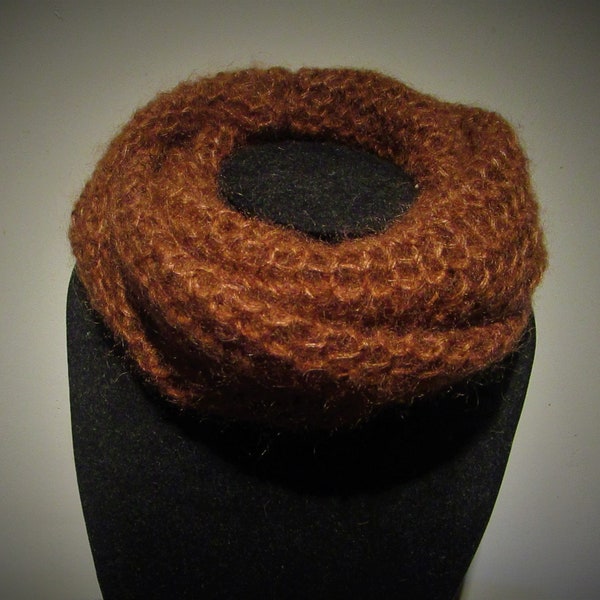 Echarpe/snood femme, mohair et soie, couleur rouille/marron clair