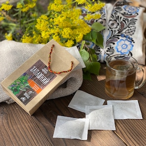 Herbal tea. Natural product &quot;Sweet&quot;. Made in Ukraine Carpathians. Natural ingredients drink. Eco tea. Present