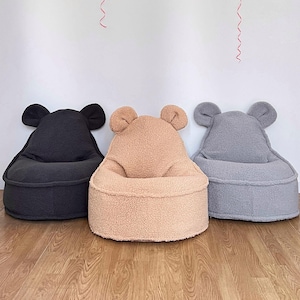 Cojín de suelo para niños pequeños, sillón tipo puf con forma de oso, sofá infantil de suelo, decoración para la habitación del bebé o sala de juegos.