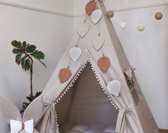 Beige Teepee Tent For Kids, Play Tent, Baby Tent Teepee, Kids Teepee, Indoor Playzone, Wigwam, Childrens Teepee