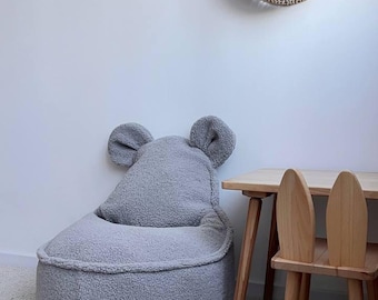 Puf con forma de oso, cojín de suelo infantil, decoración para rincón de lectura