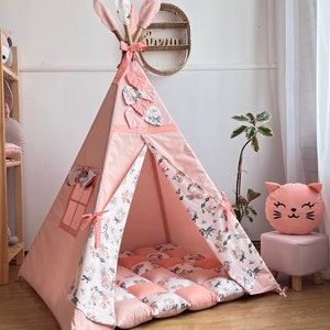 Teepee Tent for Toddler, Indoor Playhouse, Safari Nursery Decor, Woodland Nursery Decor, Personalized Gift for Kids, Birthday Idea