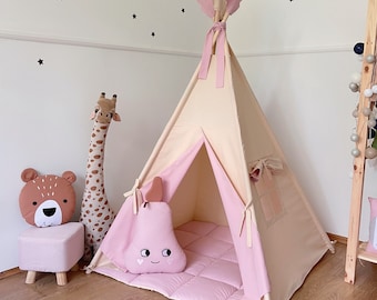 Kids Indoor Cotton Canvas Teepee: Personalized Playhouse Tent