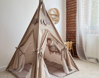 Teepees For Kids, Pretend Play Tent, Children Playhouse, Woodland Nursery Decor, Tipi For Playroom, Toddler Gift