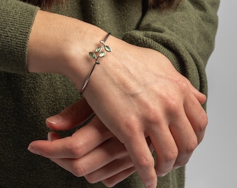 Olive Branch Sterling Silver Bangle | Palestine Inspired Bangle Bracelet