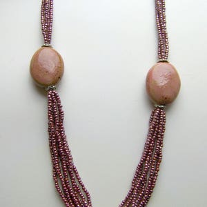 Pink cleavage Burgundy and Earth necklace image 3