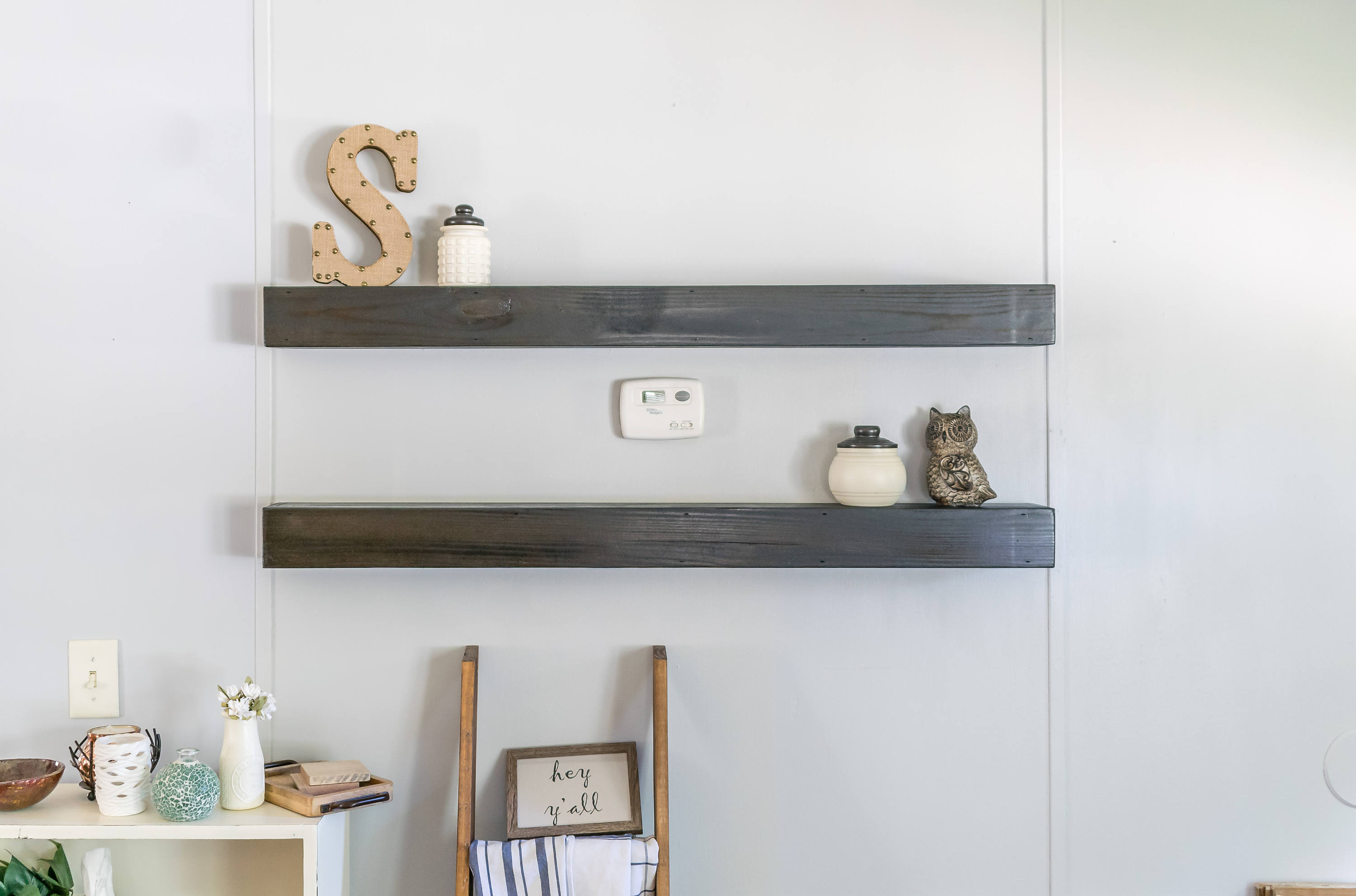 Black Floating Shelf Ebony Stained Shelf All wood Etsy