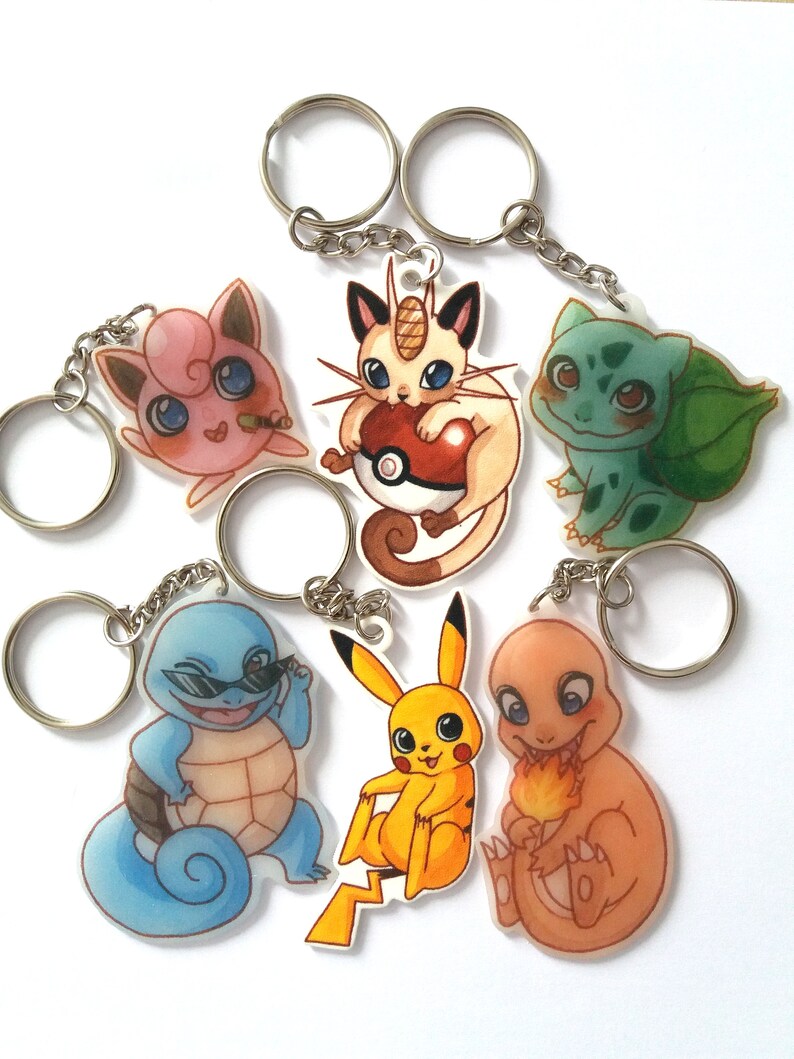 Pokemon Keychains Differents Designs Pikachu Meowth Etsy